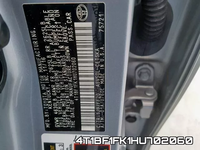 4T1BF1FK1HU702060 фото 2