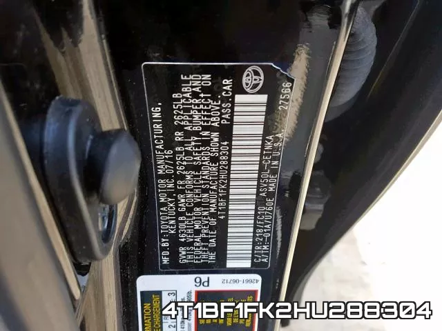 4T1BF1FK2HU288304 фото 2