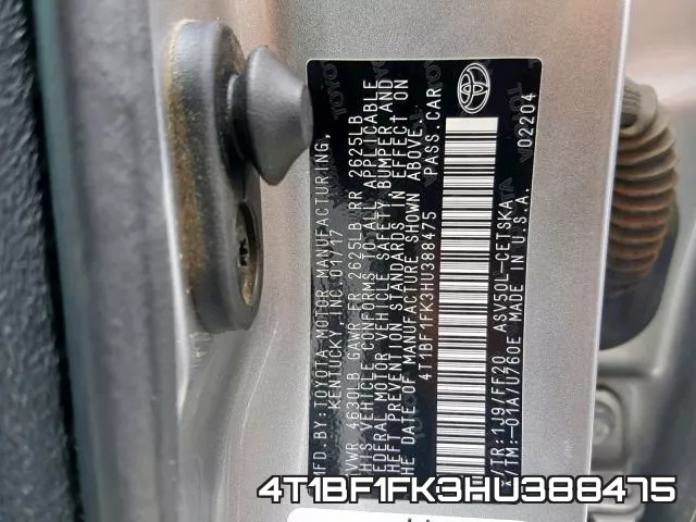 4T1BF1FK3HU388475 фото 2