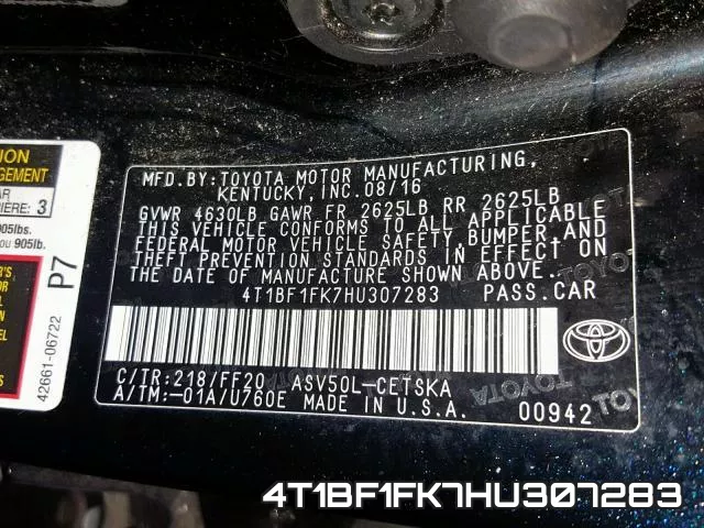 4T1BF1FK7HU307283 фото 2