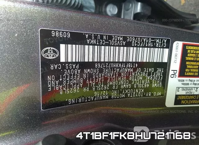 4T1BF1FK8HU721768 фото 10