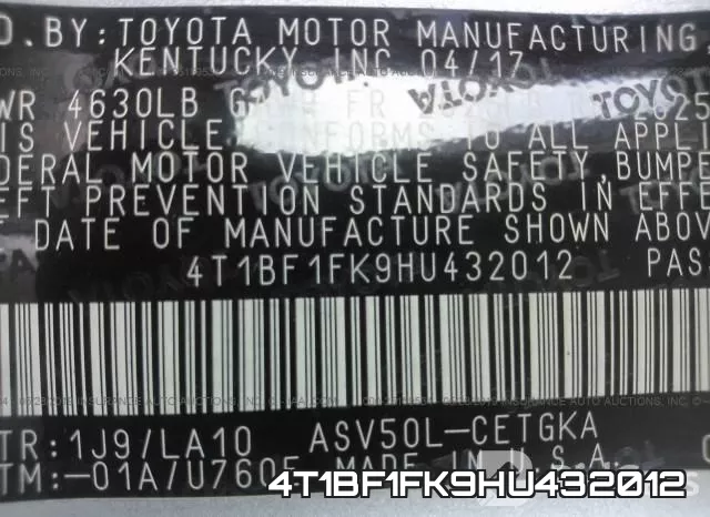 4T1BF1FK9HU432012 фото 10