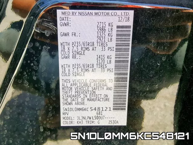 5N1DL0MM6KC548121 фото 2