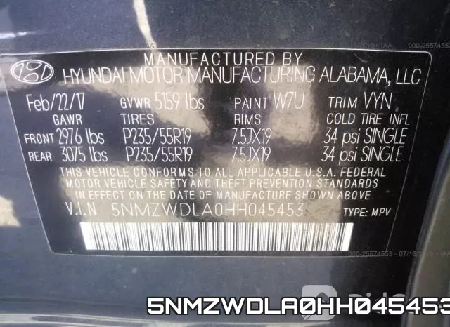 5NMZWDLA0HH045453 фото 10