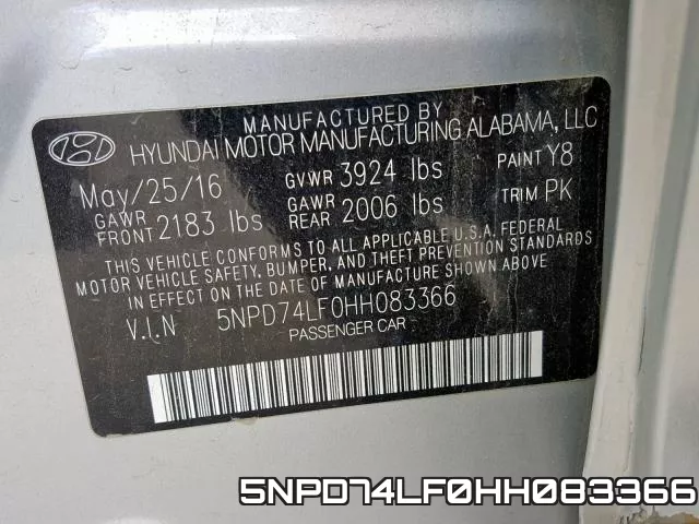 5NPD74LF0HH083366 фото 2