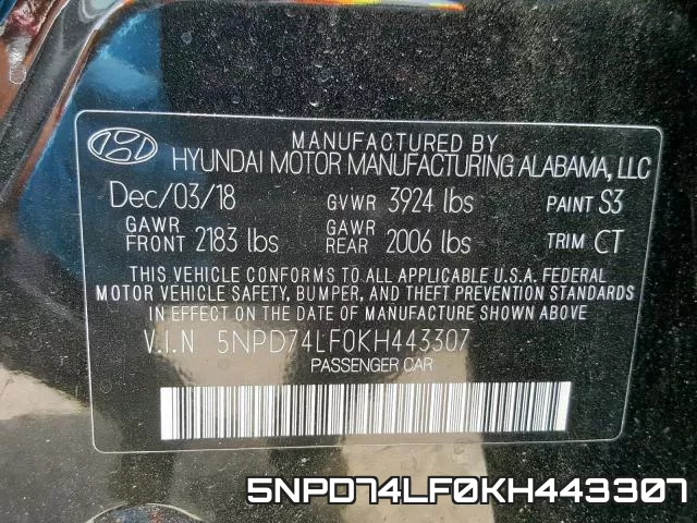 5NPD74LF0KH443307 фото 2