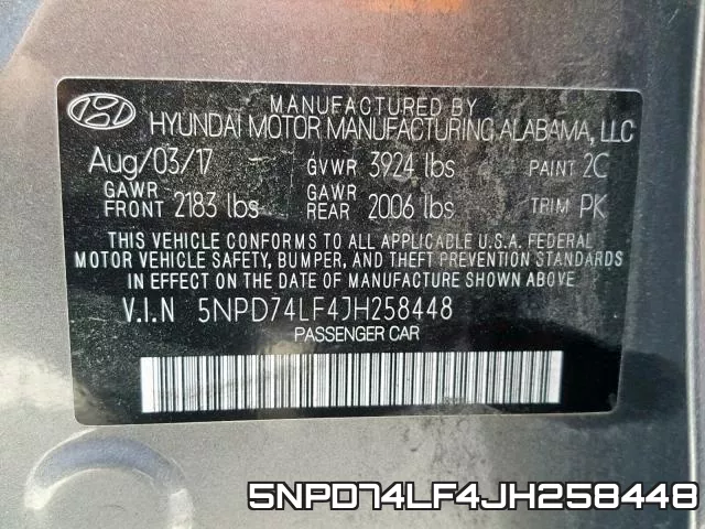 5NPD74LF4JH258448 фото 2