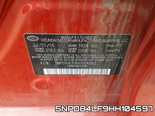 5NPD84LF9HH104597 фото 2