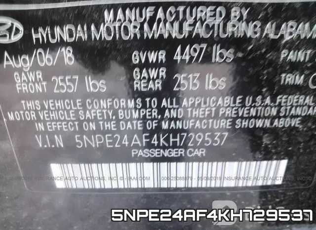 5NPE24AF4KH729537 фото 10
