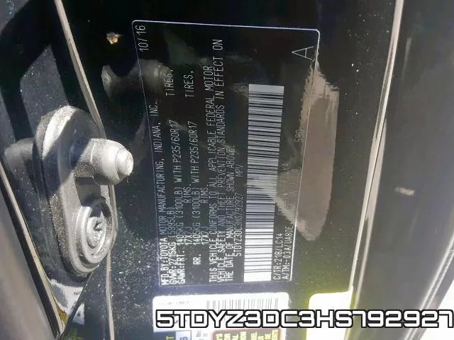 5TDYZ3DC3HS792927 фото 2