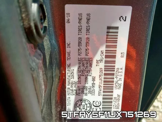 5TFAY5F11JX751269 фото 2