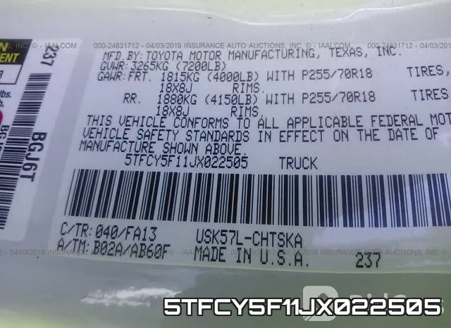 5TFCY5F11JX022505 фото 10