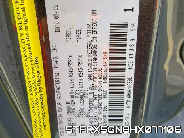 5TFRX5GN8HX077106 фото 2