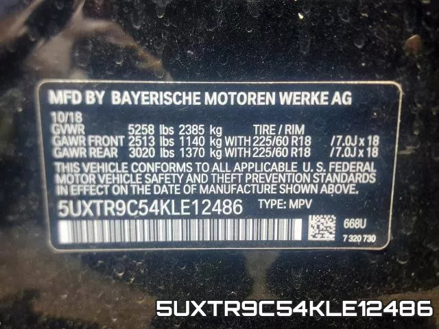 5UXTR9C54KLE12486 фото 2