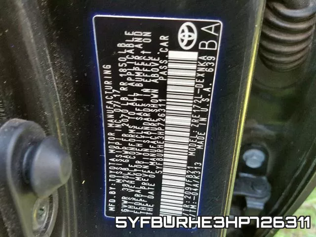 5YFBURHE3HP726311 фото 2