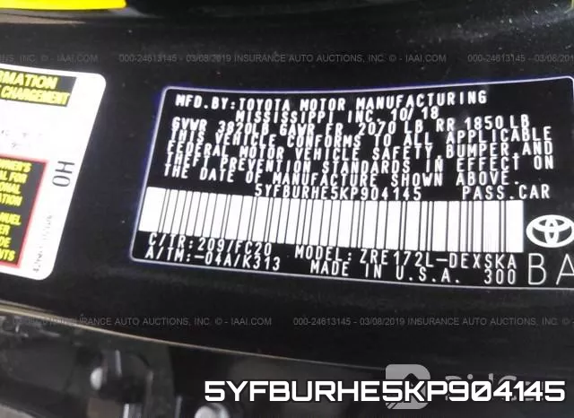 5YFBURHE5KP904145 фото 9