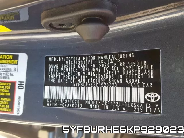 5YFBURHE6KP929023 фото 2
