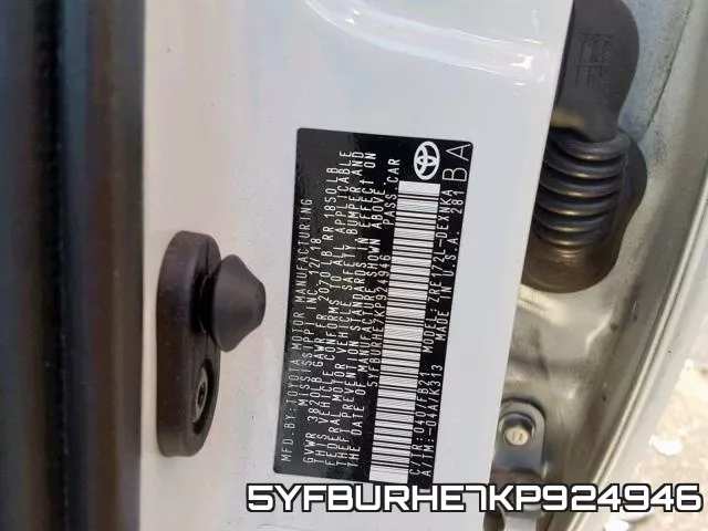 5YFBURHE7KP924946 фото 2