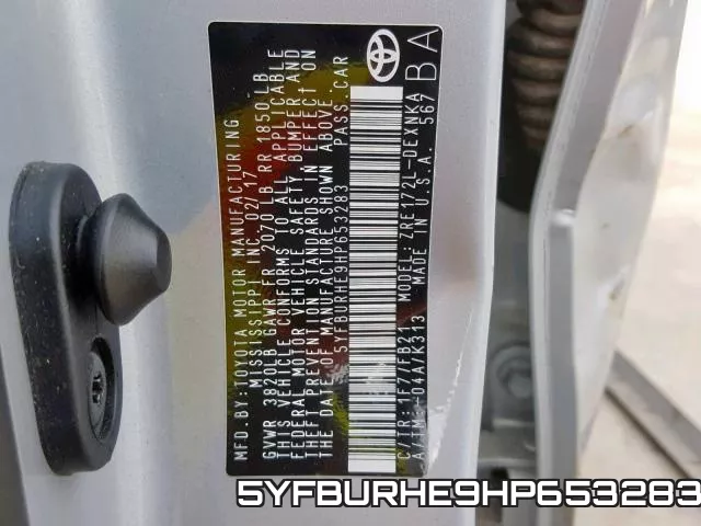 5YFBURHE9HP653283 фото 2