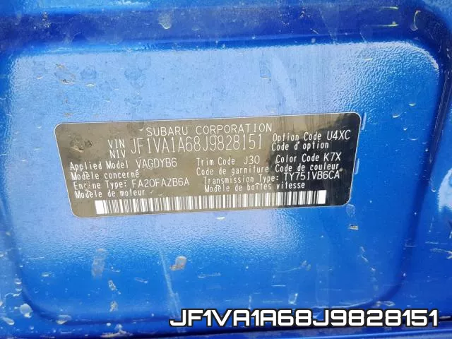 JF1VA1A68J9828151 фото 2