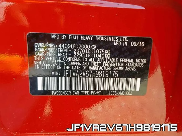 JF1VA2V67H9819175 фото 2