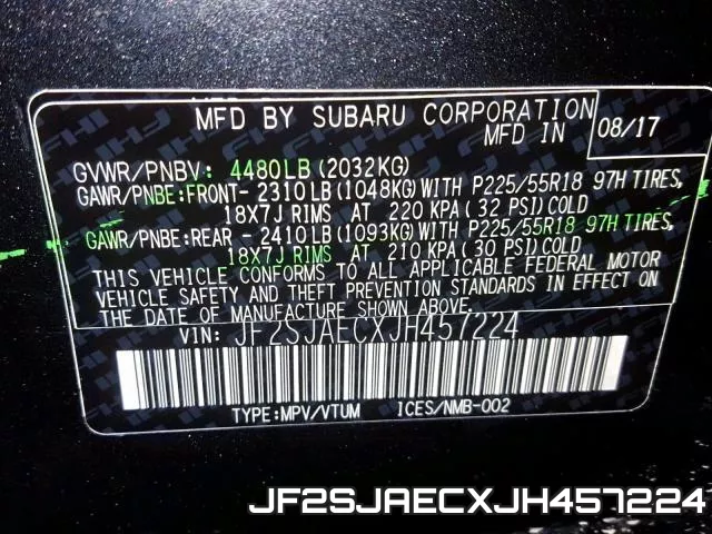 JF2SJAECXJH457224 фото 2
