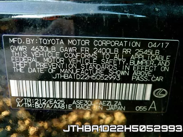 JTHBA1D22H5052993 фото 2