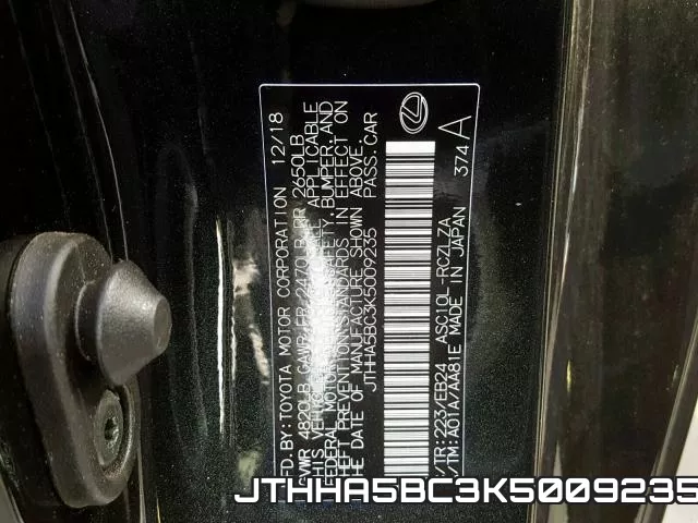 JTHHA5BC3K5009235 фото 2