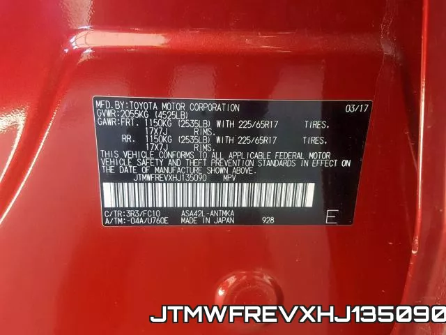 JTMWFREVXHJ135090 фото 2