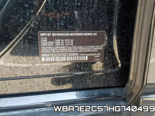 WBA7E2C57HG740499 фото 2