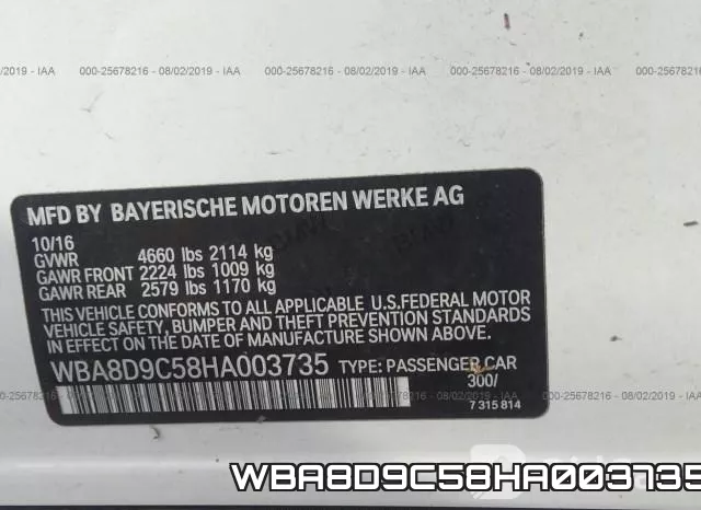WBA8D9C58HA003735 фото 10