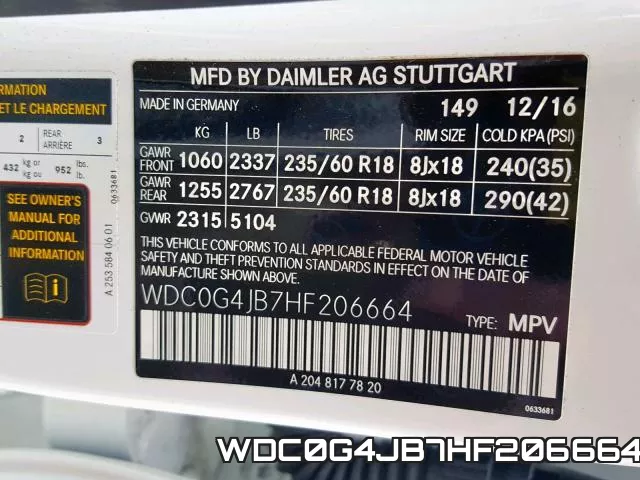 WDC0G4JB7HF206664 фото 2