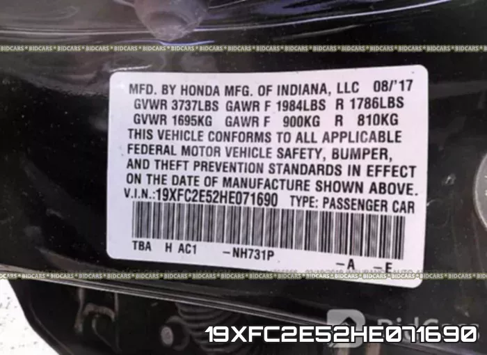 19XFC2E52HE071690 фото 10
