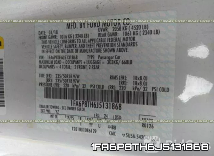 1FA6P8TH6J5131868 фото 10