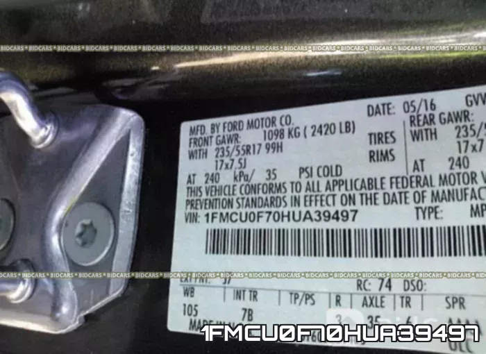 1FMCU0F70HUA39497 фото 10