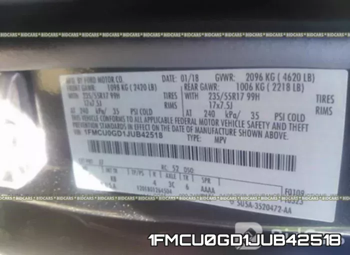 1FMCU0GD1JUB42518 фото 10