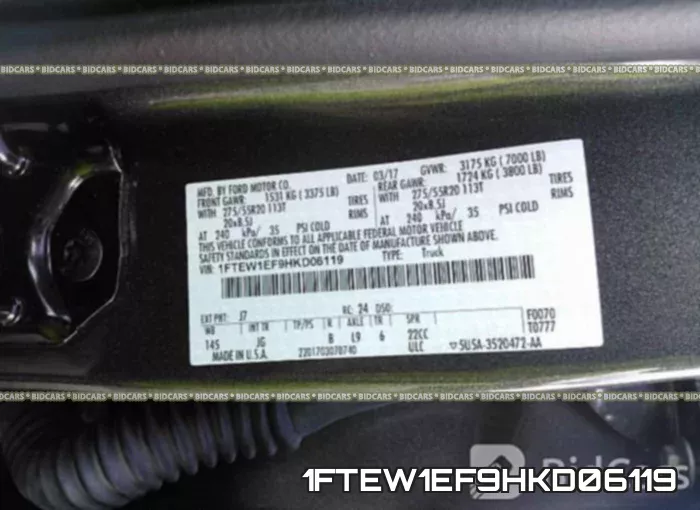 1FTEW1EF9HKD06119 фото 10