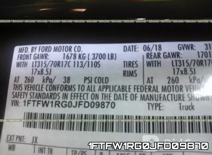 1FTFW1RG0JFD09870 фото 10