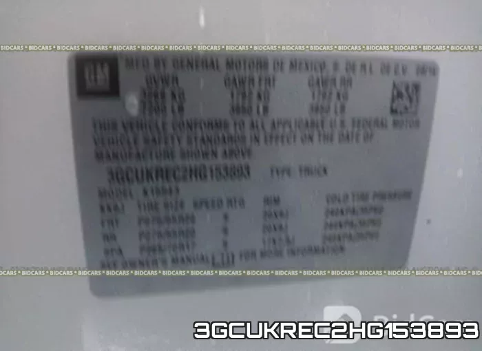 3GCUKREC2HG153893 фото 10