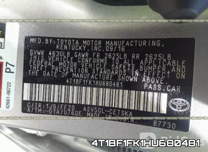 4T1BF1FK1HU680481 фото 10