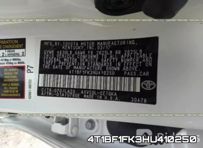 4T1BF1FK3HU410250 фото 10