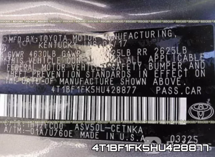 4T1BF1FK5HU428877 фото 10