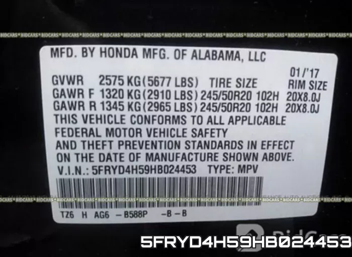 5FRYD4H59HB024453 фото 10