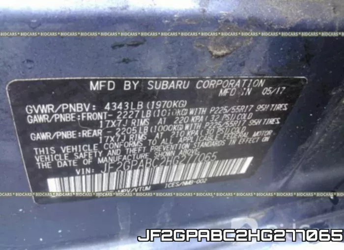 JF2GPABC2HG277065 фото 10