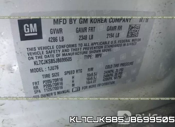 KL7CJKSB5JB699505 фото 10