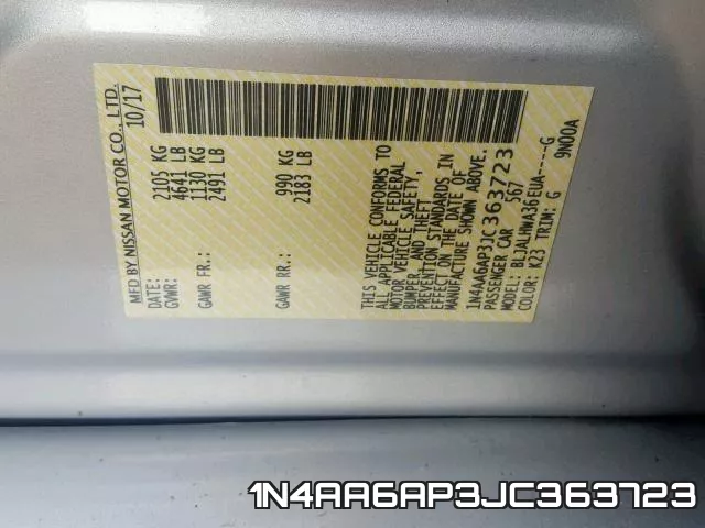1N4AA6AP3JC363723 фото 2