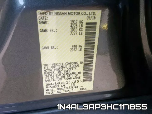 1N4AL3AP3HC117855 фото 2