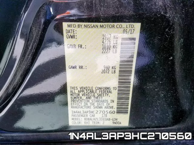 1N4AL3AP3HC270560 фото 2