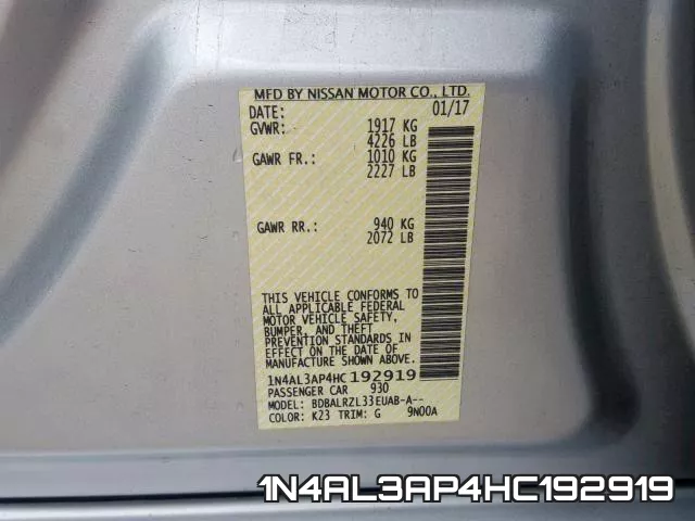 1N4AL3AP4HC192919 фото 2
