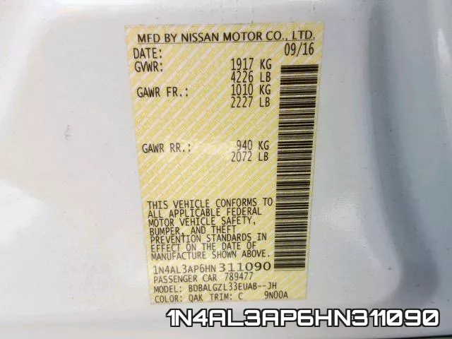 1N4AL3AP6HN311090 фото 2